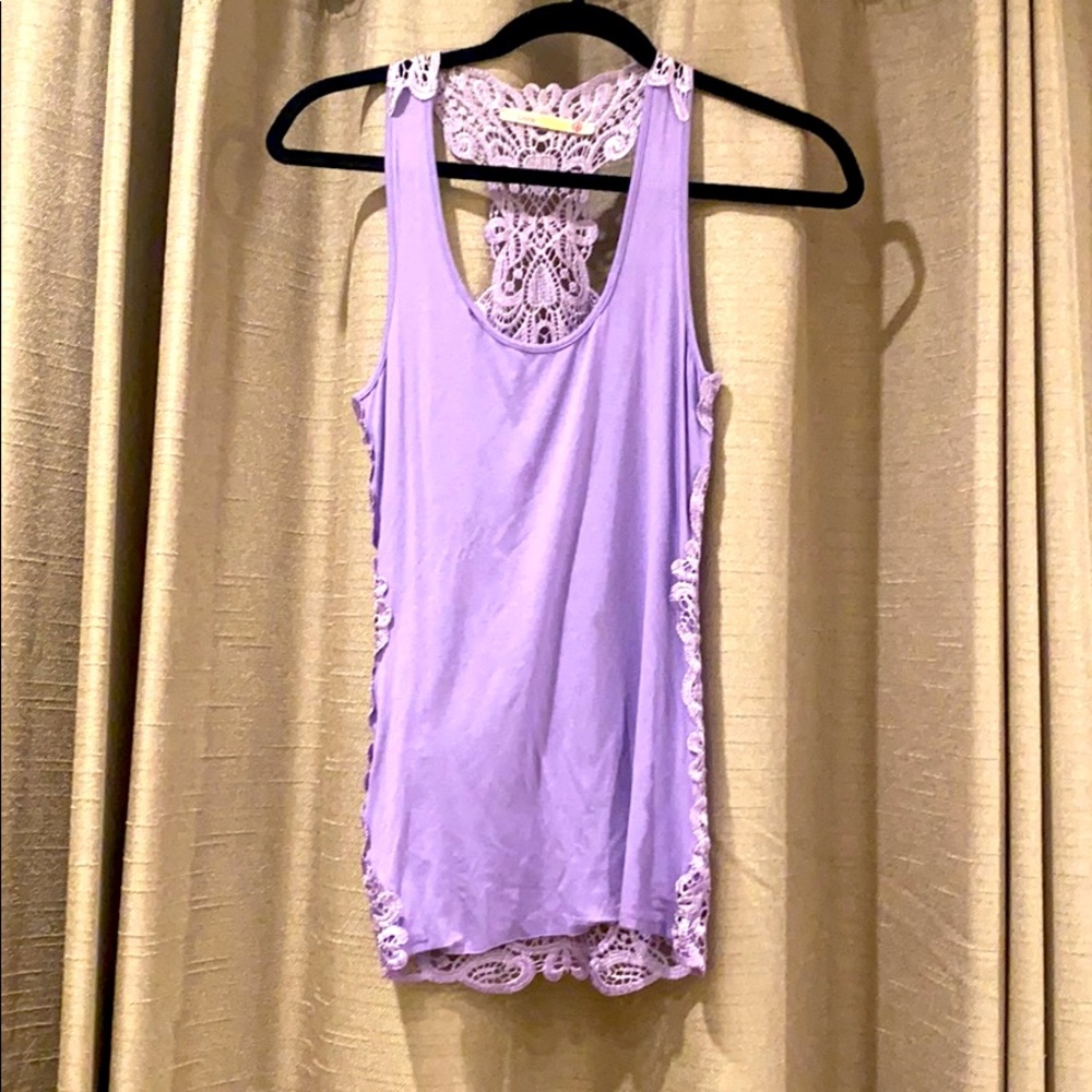 Purple Love Culture Lattice Back Tank - XS
